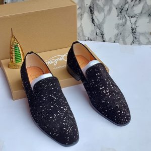 Stone Heel Black Shoes for Men