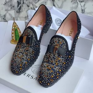 Stone shining designers shoe black