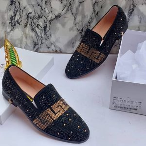 Stone shining designers shoe black